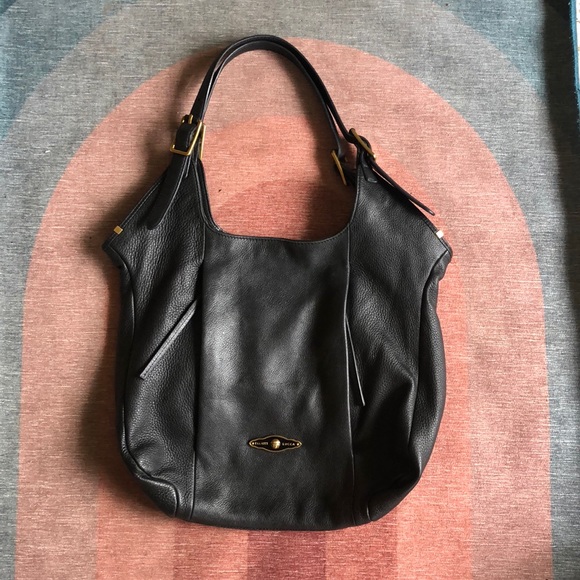 Elliott Lucca Handbags - Elliott Luca Genuine Leather Black Shoulder Purse Satchel